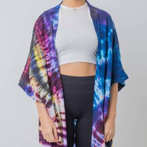 Kimono long en tissu rayonne tie-dye, style bohème, pour femme, idéal pour la plage, les vacances d'été, comme cache-maillot ou tenue de resort sexy, disponible en grandes tailles - Product Image 3