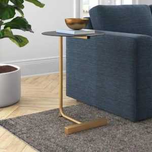Modern C Shaped Gold Metal Side <b>Table</b> Luxury <b>Sofa</b> End <b>Table</b> Portable Laptop Stand Coffee <b>Table</b> For Living Room Bedroom Furniture - Product Image 2