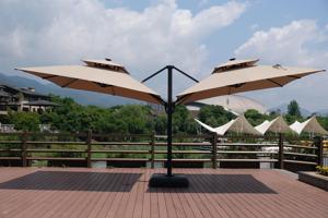 Parasol cantilever haut de gamme en aluminium 3x3m à deux têtes pour mobilier d'extérieur - Product Image 2