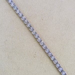 Jewelspaark 2.92 Ct Natural White Brilliant Cut Diamond Tennis Cluster Floral Claw Setting <b>Bracelet</b> 925 Sterling <b>Silver</b> Rhodium - Product Image 4
