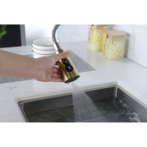 Rubinetto da cucina monocomando dorato con doccetta estraibile, resistente alle impronte digitali, per lavello da cucina - Product Image 6