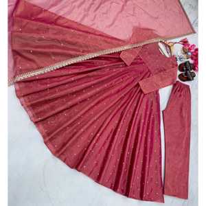 ชุดเดรส Anarkali สวยงาม พร้อมผ้าคลุมไหล่และกางเกง Plazzo สำหรับงานปาร์ตี้ ไซส์ XL - Product Image 5