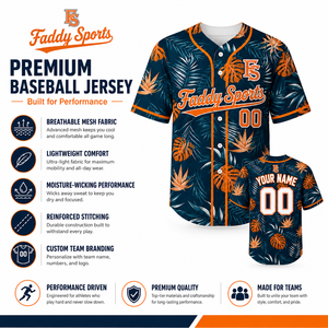 Camiseta de Béisbol Sublimada Personalizada con Estampado Tropical, Uniforme Deportivo Transpirable con Botones, Camiseta de Béisbol Personalizada al por Mayor - Product Image 5