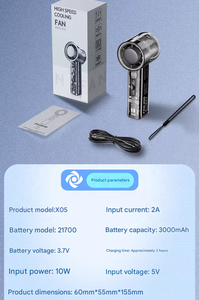 พัดลมพกพาไร้ใบพัด X05 โปร่งใส ดีไซน์เมคคา ความเร็วสูงพิเศษ ระบบระบายความร้อน มินิแคนนอน สำหรับเดินทางกลางแจ้ง ใช้งานง่ายด้วยปุ่มกด แรงลมเทอร์โบทรงพลัง - Product Image 6