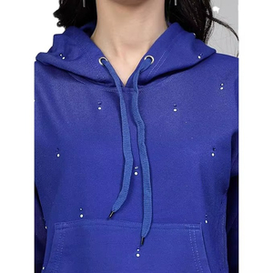 Winter Lined Casual Cropped Rhinestone Hoodie Women Fleece Zip Breathable Soft Streetwear Fashion Vintage Embroidery Patch - Product Image 4