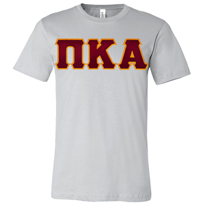 Camiseta de manga corta con letras griegas bordadas de Pi Kapa Alpha, ajuste informal de jersey con cuello redondo para hombre - Product Image 2