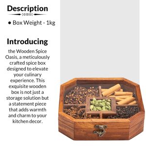 Boîte à épices en bois artisanale avec rangement compartimenté, design traditionnel sculpté pour la cuisine - Product Image 6