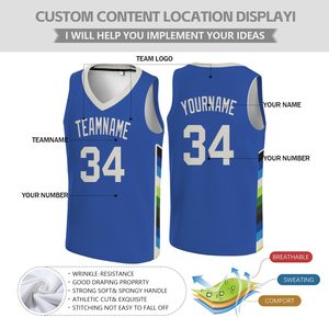 Custom Basketball Jersey V-Neck Sleeveless Sublimated Print Mesh 100% Polyester Breathable Unisex Adult All Seasons - Product Image 6