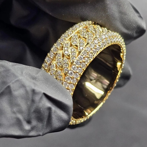 Anillo de Lujo GRA Estilo Hip Hop, Plata de Ley 925, Chapado en Oro, con Incrustaciones de Moissanita VVS Súper Blanca, Certificado IGI, para Hombre - Product Image 2