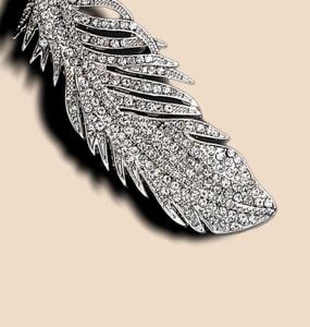 เข็มกลัดขนนกขนาดใหญ่ ดีไซน์หรูหรา เงินแท้ 925 ประดับเพชรโมอิสซาไนต์ เครื่องประดับแฟชั่นสำหรับผู้หญิง เหมาะสำหรับงานปาร์ตี้ ของขวัญ - Product Image 2