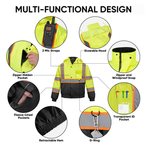 Chaquetas de Seguridad Reflectantes de Alta Visibilidad para Trabajo en Carreteras, Tráfico, Aeropuertos, Impermeables, para Hombre, Uniforme de Seguridad - Product Image 2