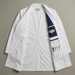 เสื้อกาวน์แพทย์ผู้ชายแบบยาว ผ้าทอ โพลีเอสเตอร์ผสมคอตตอน ทรงปกติ - Product Image 6