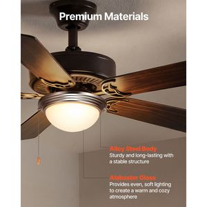 Kit Moderno di Ventilatore da Soffitto con Luce 750lm 3000K, Catena a Tiro e 2 Lampadine LED per Soggiorno e Sala da Pranzo - Product Image 4