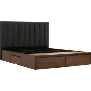 Modern Upholstered Headboard Panel <b>Bed</b> <b>with</b> <b>Storage</b> Drawers Fabric Upholstered <b>Bed</b> Frame Custom Made - Product Image 6