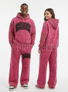 ชุดเซ็ตเสื้อฮู้ดและกางเกงขายาวผ้าฟลีซเนื้อนุ่มระบายอากาศได้ดี พิมพ์ลายสำหรับฤดูหนาว ผลิตจากผ้าฝ้าย 100% คุณภาพสูง ตัดเย็บตามสั่ง สไตล์สตรีทแวร์ ทรงหลวม แฟชั่นทันสมัย - Product Image 2