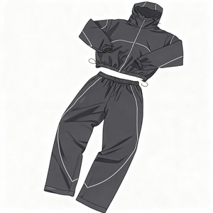 Men Sets Two Piece Custom Windbreaker <b>Shorts</b> and <b>Jacket</b> Tracksuit Reflective Zip up Nylon Two Piece Windbreaker <b>Short</b> Set - Product Image 4