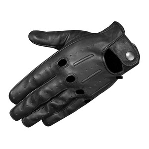 Gants de moto en cuir, longueur poignet, compatibles écran tactile, style sportif, noirs, non doublés, pour le cyclisme printemps-automne - Product Image 4