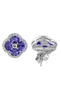Pendientes de Diamante y Tanzanita en Plata de Ley 92.5 KLST-30680 - Product Image 4