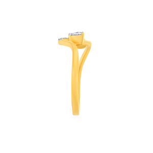 Bague Bypass en Or Jaune 14K avec Diamants et Accents en Or Blanc – Élégant Trio de Clusters et Sertissage Pavé - Product Image 4