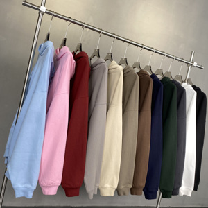 Ensemble de survêtement en molleton épais surdimensionné avec logo personnalisé brodé, uni, imprimé, 400 GSM, coupe courte - Product Image 2