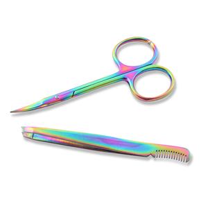Pince à sourcils en acier durable de précision faite à la main avec pointe inclinée pour l'épilation, y compris les ciseaux - Product Image 3