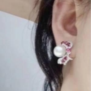 Japanese Style 11-12mm Natural Pearl Light Platinum Gray Pure Silver Swan <b>Earrings</b> Strong <b>Fine</b> <b>Cuff</b> Jewelry with Gift Box - Product Image 3