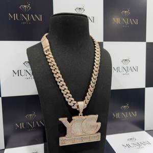 Collares de Plata de Ley 925 con Diamantes de Moissanita VVS, Certificado IGI, Colgante de Oro Rosa de Dos Tonos, Cierre Personalizado con Nombre, Letra, Estilo Rapero - Product Image 3