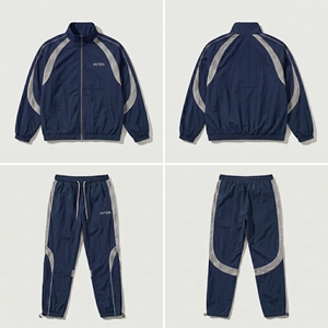 Vintage Color Block Winter Casual <b>Track</b> Suit <b>Men</b> Spandex/Cotton Windbreaker 2 Piece Set Custom Logo Streetwear Sports <b>Jacket</b> - Product Image 2