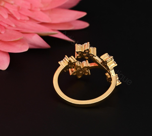 Floral Diamond Cluster <b>Ring</b> 0.80 Ct Natural Diamonds Statement Cocktail Vintage Style Gold <b>Ring</b> - Product Image 3
