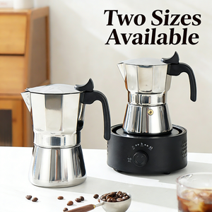 Cafetière Moka portable Kingze OEM en acier inoxydable, 3-6 tasses, cafetière italienne à expresso <span class=keywords><strong>pour</strong></span> cuisinière, avec poignée en plastique - Product Image 2