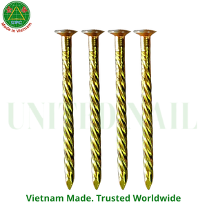 2.06x35mm Yellow Plated Steel Nails for Construction With Screw Shank From Vietnam | Clavos sueltos con recubrimiento amarillo - Product Image 1