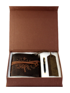 Hermoso diseño en relieve del Árbol de la Vida en la parte frontal con marcapáginas de cuero y bolígrafo elegante, juego de caja de regalo única, diario. - Product Image 2