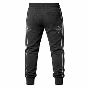 Pantalones Deportivos Gris Oscuro con Estampado Gráfico, Mezcla de Algodón, Corte Ajustado, Estilo Casual Urbano, con Cordón y Bolsillos - Product Image 2