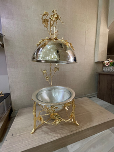 Plateau de service Saleem avec couvercle, finition brillante et polie, plaqué or, couleur argent/or, moderne, écologique, unique et élégant - Product Image 5