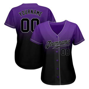 Maillot de baseball personnalisé violet, noir et gris 100 % polyester, séchage rapide, respirant, style de terrain remarquable - Product Image 2