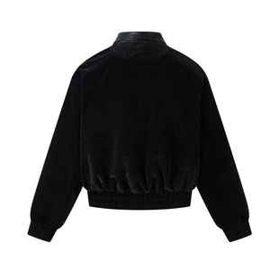 <b>Men's</b> 2026 High Street Knitted Canvas Wool Polyester Casual Winter Solid Varsity <b>Jacket</b> Windproof Zipper Front OEM Service - Product Image 6