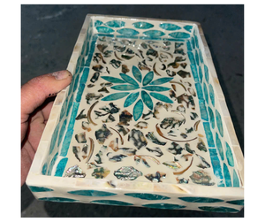 Plateau en rotin de qualité supérieure avec incrustation de nacre, provenant d'un fournisseur vietnamien - Plateau de service artisanal pour la décoration intérieure, prix abordable - Product Image 1