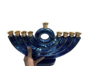Modern Blue Menorah <b>Hanukkah</b> Candle Holder Jewish Festivals Christmas Holiday All Seasons Use Resin UV Printing Handmade - Product Image 5