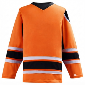 Maillot de hockey sur glace personnalisé pour homme, impression numérique, tissu en maille respirant, 100% polyester, séchage rapide, col en V, coupe intégrale - Product Image 1