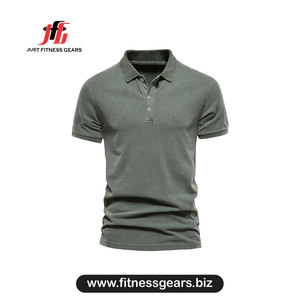 JUST FITNESS GEARS เสื้อเชิ้ตแขนสั้นผู้ชายสีกรมท่าแห้งเร็วสำหรับเสื้อเชิ้ตผ้าโพลีเอสเตอร์ถักแบบลำลอง - Product Image 2