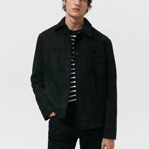 Nueva Chaqueta de Gamuza para Hombre, Chaqueta Bomber de Cuero para Hombre, Mangas de Cuero, Impresión Personalizada Completa, Precio al por Mayor - Product Image 1