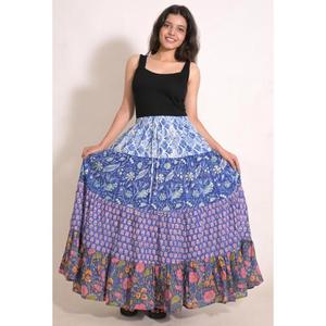 Cotton Patchwork Printed Handmade <b>Long</b> Maxi <b>Skirt</b> Bohemian Festival <b>Skirt</b> for Women Made in India - Product Image 2
