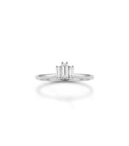 DEF Color VS VVS Clarity 10K Solid Gold Baguette Lab Grown Diamond Ring Three <b>Stone</b> Vertical Bar Diamond Ring Engagement Ring - Product Image 3