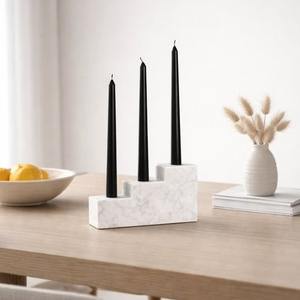 Juego de Portavelas Cónicos de Mármol Blanco de Lujo, Soporte Decorativo de Piedra Moderno para Mesa de Comedor, Sala de Estar, Elegante - Product Image 3