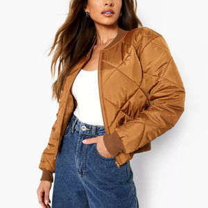 Women's Lightweight <b>Crop</b> <b>Puffer</b> <b>Jacket</b> with Embroidery Windproof Eco-Friendly Polyester Detachable Collar for Winter Party Wear - Product Image 3