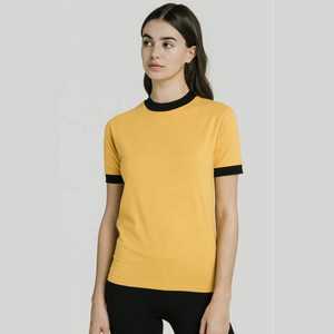 Camiseta de Cuello Redondo para Mujer, Algodón y Bambú, Ecológica, Ligera, Corte Regular, Manga Corta, Informal, Verano, con Apliques, Transpirable, para Exportación - Product Image 2