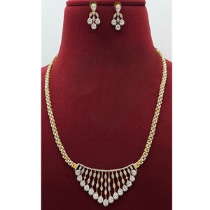 Conjunto de Collar y Pendientes de Cadena de Eslabones Chapados en Oro de Latón de Primera Calidad con Circonitas de Diseño, Ideal para Bodas y Ocasiones Especiales para Mujer - Product Image 1