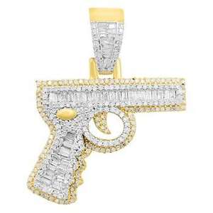 จี้รูปปืนแบบกำหนดเอง เงินแท้ 925 ชุบทอง ประดับโมอิสซาไนต์ เครื่องประดับฮิปฮอป รับรองโดย GRA ผ่านการทดสอบ หนักแน่น หรูหรา - Product Image 4