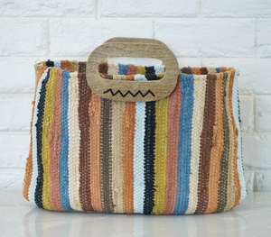 Bolso Bandolera Bohemio de Algodón Trenzado 2026 para Mujer con Asa de Madera, Bolso de Viaje y Playa, Diseño Sólido Personalizado - Product Image 5