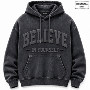 HIGH QUALITY <b>Three</b>-dimensional 3D Embossed Winter Hoodie Custom Logo Pure 100% Cotton Embroidery Oversized Streetwear Hoodies - Product Image 1